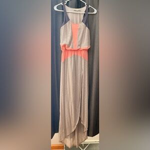 Anthropologie Coral and Gray Maxi Dress